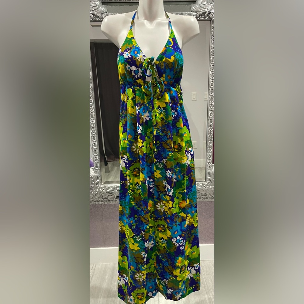 Vintage Ahi Nani 60s 70s Hawaiian Maxi Dress